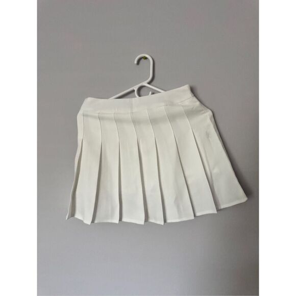 Fashion & DYT Pleated Skirt w/ Shorts attached Tennis Style M Cream Ivory Off Wh - Picture 2 of 3